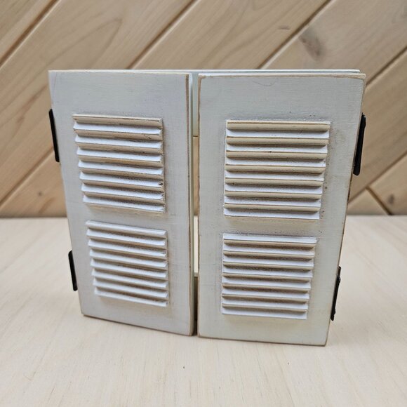 Shutter-Style Wood Picture Frame Distressed White Finish Cottage Country Rustic - Picture 2 of 7